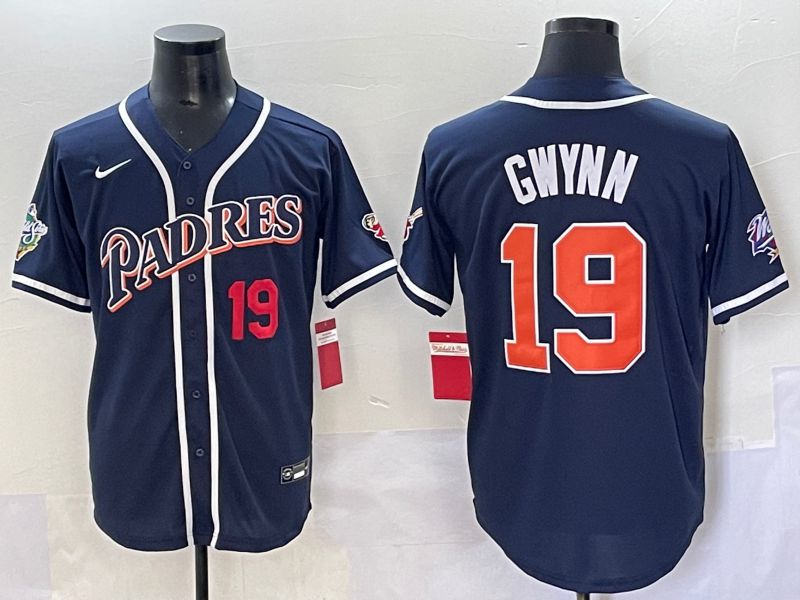 Men 2025 San Diego Padres #19 Gwynn Blue Throwback Game Nike MLB Jersey style 62